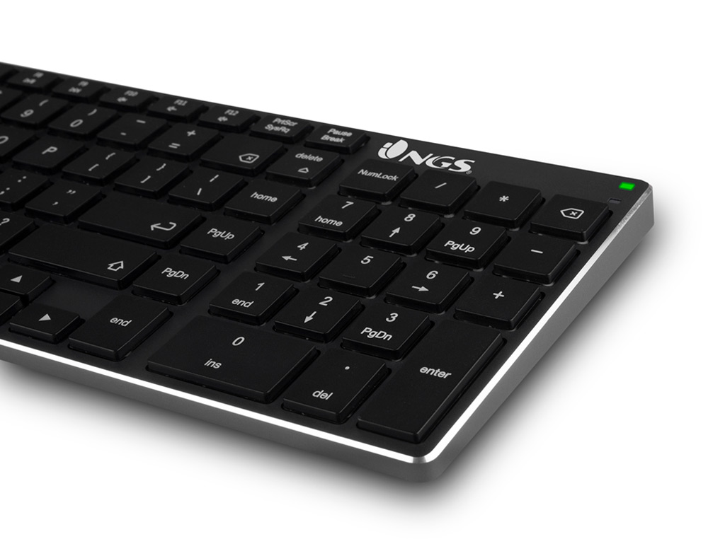 TECLADO NGS FORTUNE MULTIMODE INALAMBRICO 12 TECLAS MULTIMEDIA COLOR ALUMINIO 364X116X14 MM